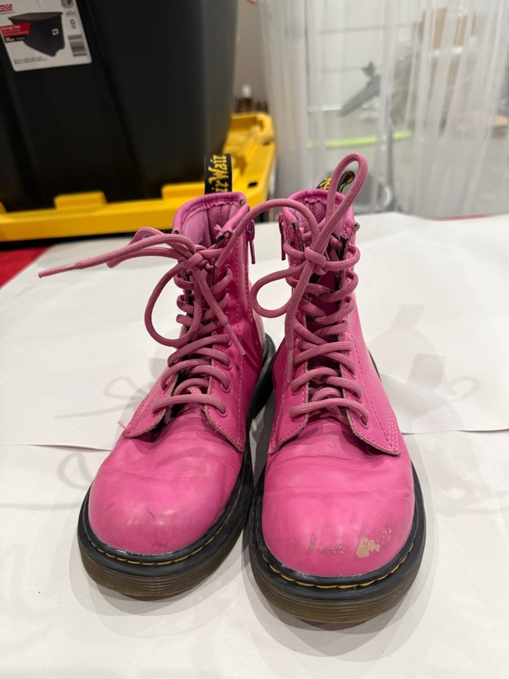 Hot Pink Lace-Up Combat Boots - Picture 2 of 5